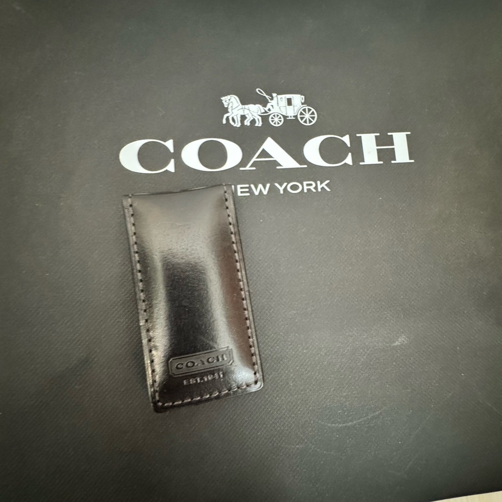 Coach Black Leather Money Clip